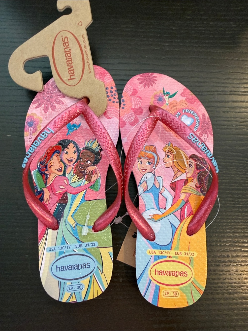 Havaianas Kids Pink Disney Princess Graphic Flip Flop Sandals! Size 13/1